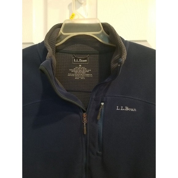 Vtg Mens LL Bean Navy & Gray Full Zip Micro Fleece Jacket , Grey Interior Sz… - Picture 2 of 12